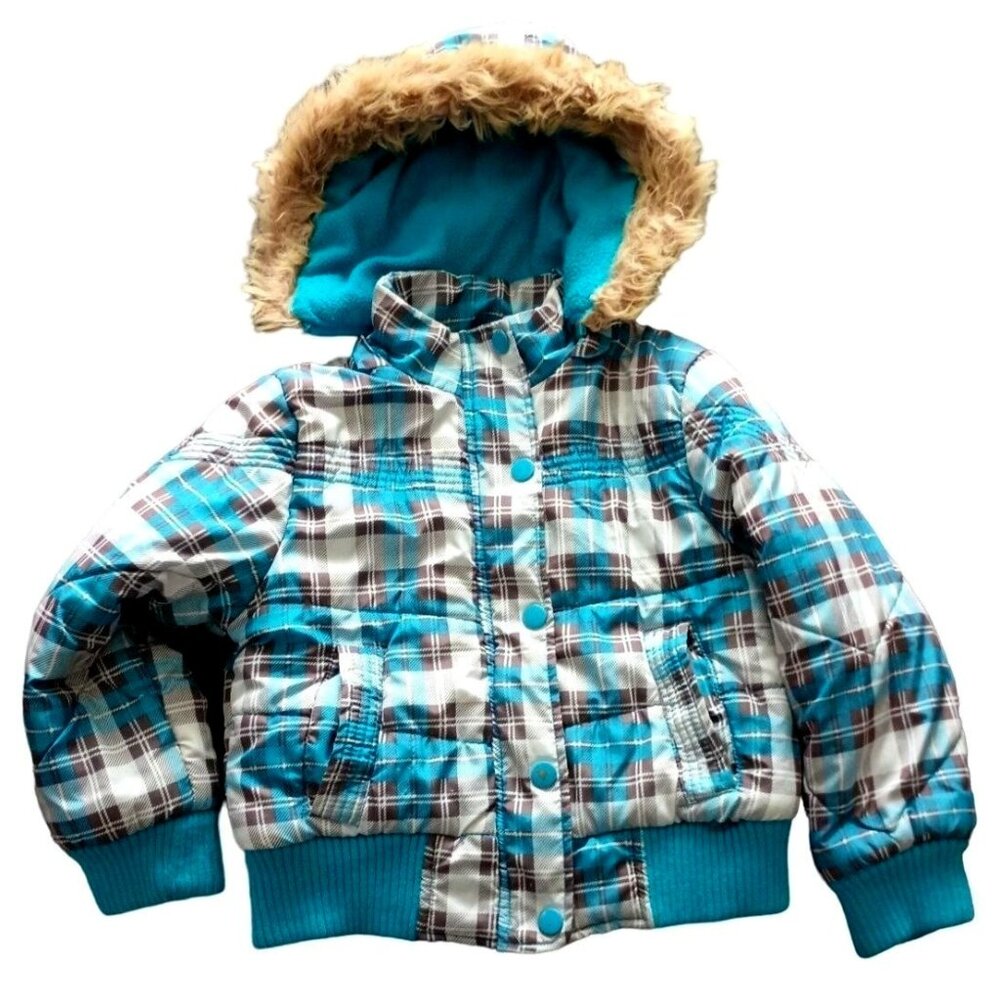 Kids Girls Toddler Dollhouse Plaid Hooded Coat sz 6X